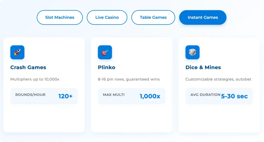 Types of games at Rainbet Casino